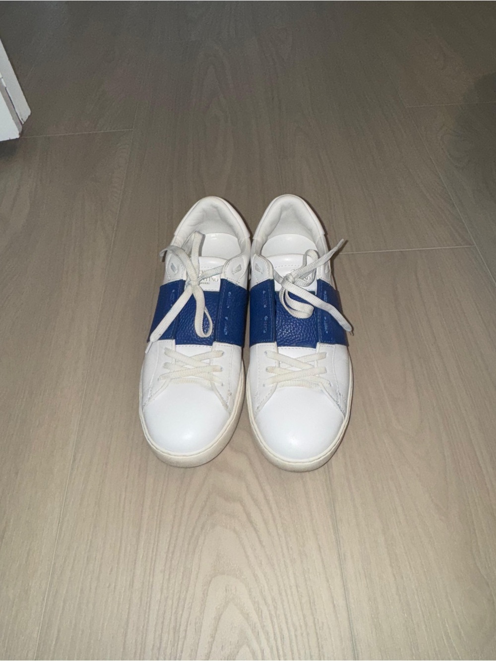 Valentino Garavani White Sneakers with Blue Strap